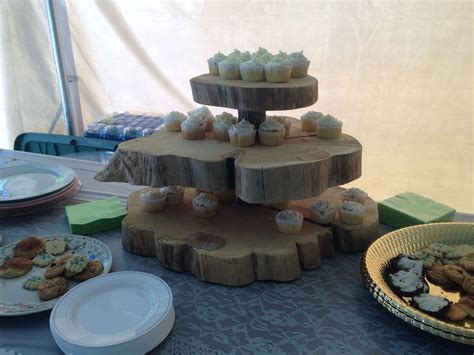 Rustic Wedding Cupcake Stand Idea Made With Log Pieces Cupcake