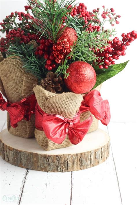 Diy Christmas Centerpieces With Recycled Tin Cans And Burlap