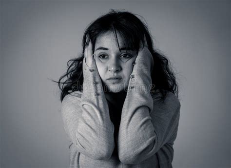 Human Expressions And Emotions Young Attractive Woman With Sad And Depressed Expression Stock