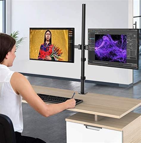 Huanuo Dual Monitor Stand Extra Tall 32 Pole Monitor Desk Mount