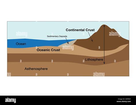 Diagram Of Earths Crust And Mantle Stock Photo Alamy