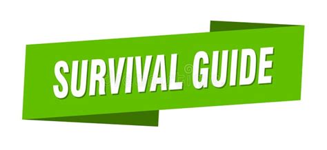 Survival Guide Banner Template Ribbon Label Sign Sticker Stock Vector