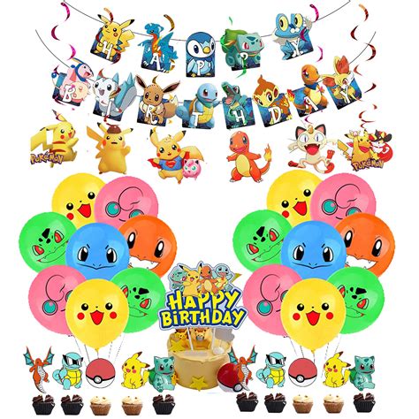 Buy Pikachu Birthday Decorations Pikachu Balloons Happy Birthday Banner