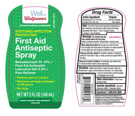 Walgreens First Aid Antiseptic Lidocaine Hydrochloride Benzalkonium
