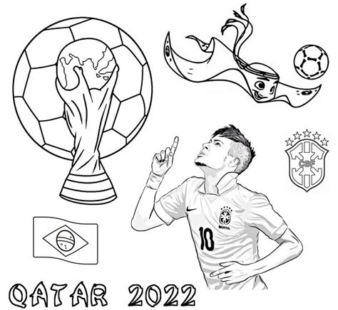 dibujo para colorear copa mundial de fútbol 2022 brasil neymar 71 neymar football drawing