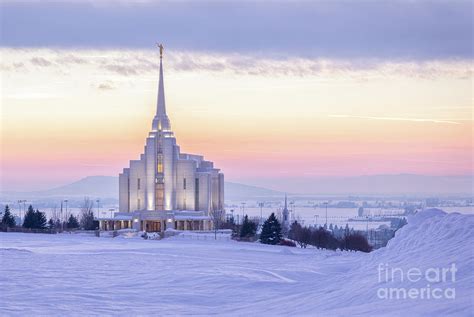 Peaceful Winter Sunset Rexburg Idaho Temple Photograph By Bret Barton