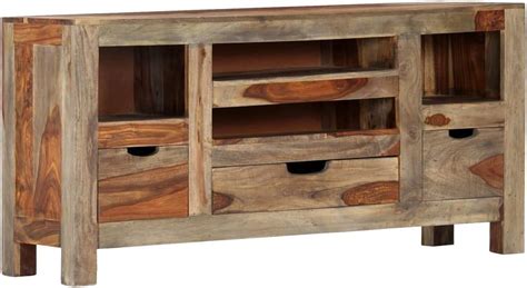 Vidaxl Solid Sheesham Wood Sideboard Sturdy Rustic 3 Drawers Compact Practical Home