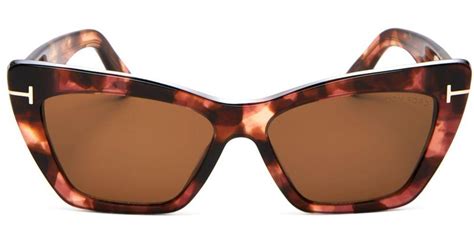 Tom Ford Womens Wyatt Cat Eye Sunglasses In Brown Lyst