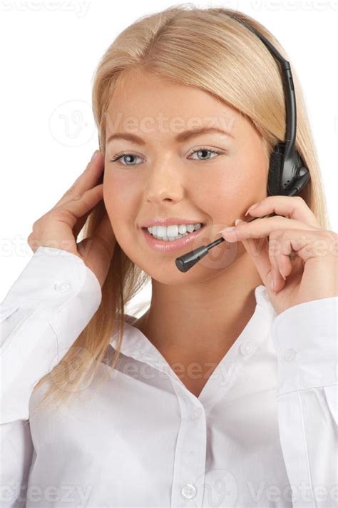 Portrait Of A Pretty Female Call Center Employee 908065 Stock Photo At