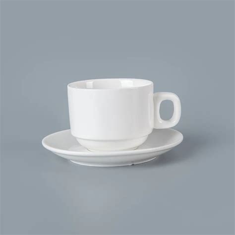 Modern White Hotel Ceramic Tea Cups Eco Friendly Hotel Coffee Cup Set