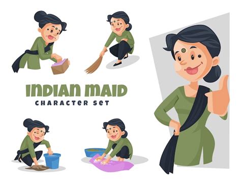 Premium Vector Cartoon Illustration Of Indian Maid Character Set