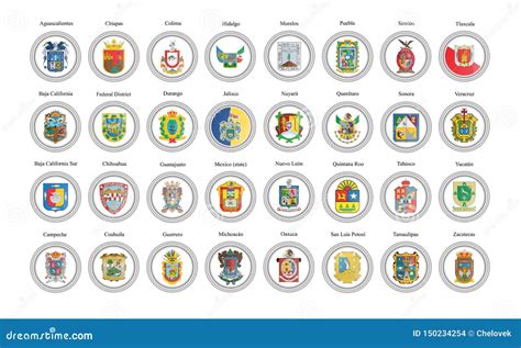 Set Of Vector Icons States Of Mexico Flags Stock Vector Illustration
