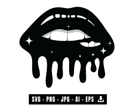 Dripping Lips Svg Black Lips Svg Svg Files For Cricut Etsy