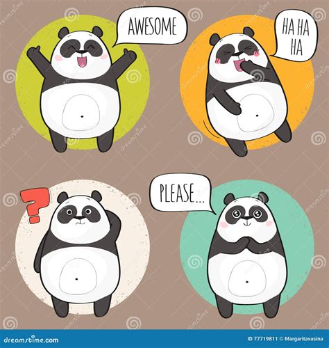 Cute Panda Character With Different Emotions Stock Vector