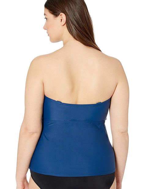 catalina women s plus size twist front bandeau tankini swimsuit navy size 3 0 ebay