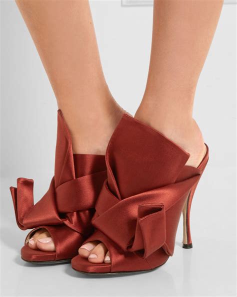 No 21 Knotted Satin Mules Shoes Post