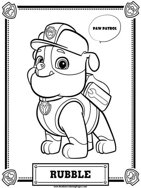 Paw Patrol Coloring Pages Rubble | Realistic Coloring Pages - Coloring Home