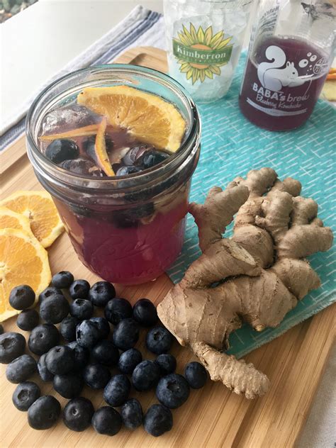 If you are going to flavor your kombucha, pour a little juice into the bottom of each jar. Blueberry Kombucha Mocktail Recipe - Kimberton Whole Foods