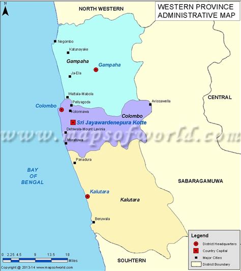 Western Province Map Districts Of Western Province Of Sri Lanka