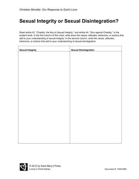 Sexual Integrity Or Sexual Disintegration