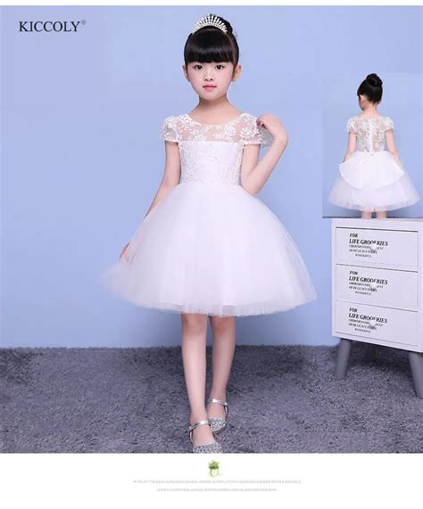 Kiccoly 2018 Baby Girl Floral White Tutu Dress Lace Princess Wedding