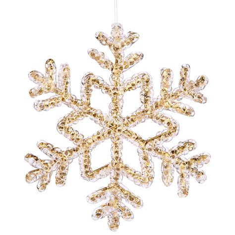 8 Inch Gold Crystal Snowflake Ornament P118808