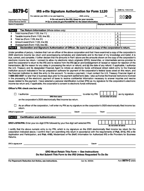 Irs 8879 C 2020 2022 Fill Out Tax Template Online Us Legal Forms