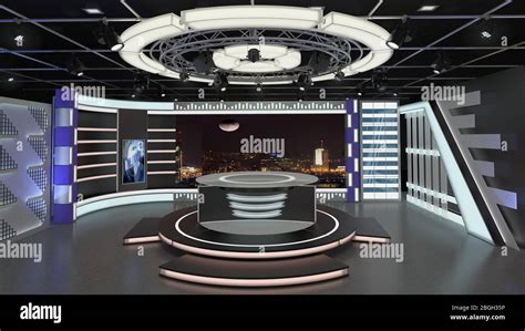 Virtual Tv Studio News Set 1 3d Model Flatpyramid Riset