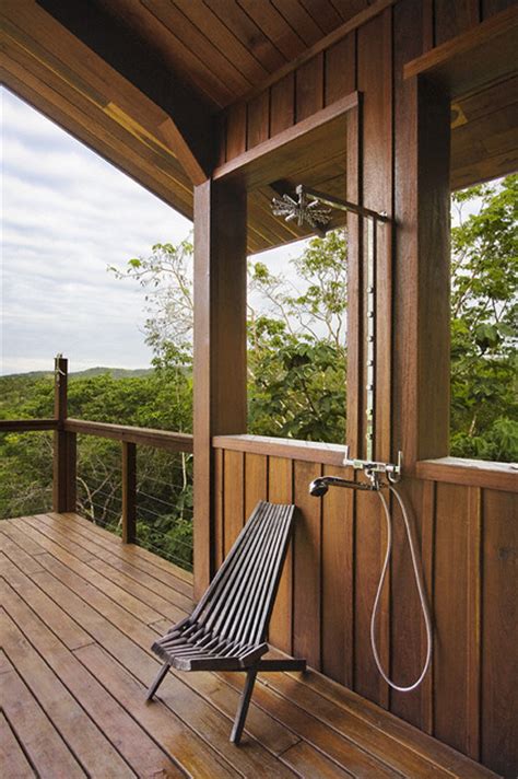 Belize Residence Outdoor Shower Rustic Patio Other