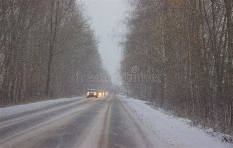 Foggy Winter Road Stock Image Image Of Rain Transportation 82675881