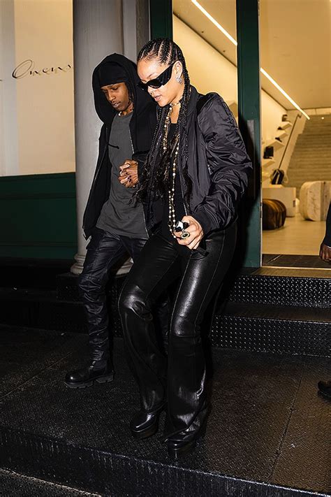 Rihanna And Asap Rocky Hold Hands In Black Outfits Nyc Photos