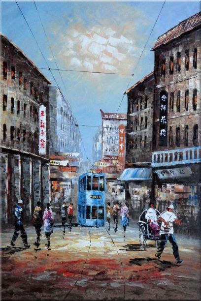 Street Of Shanghai In Early Twentyth Century Oil Painting Cityscape
