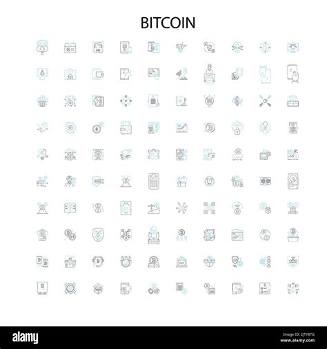Bitcoin Icons Signs Outline Symbols Concept Linear Illustration Line