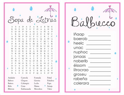 2 In 1 Games Sopa De Letras And Balbuceo Baby Shower April