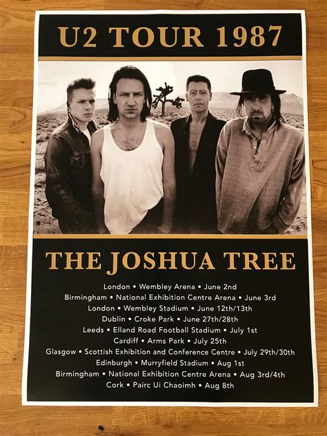 U2 The Joshua Tree A2 Reproduction Tour Poster Etsy Uk