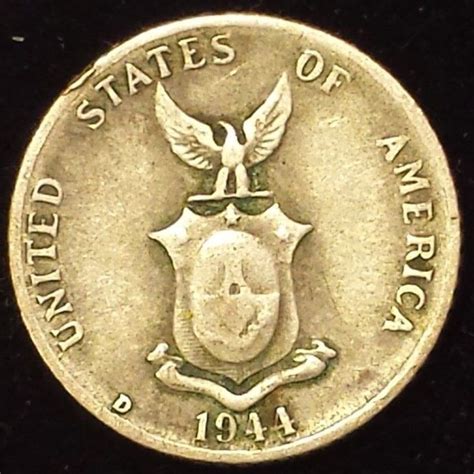1944 D United States Silver Ten Centavos Coin Fillipinas Cash Money