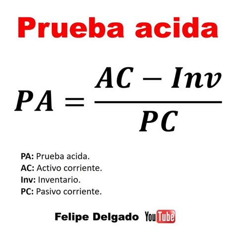 Prueba Acida Formula Contaduria Y Finanzas Administracion Y Finanzas