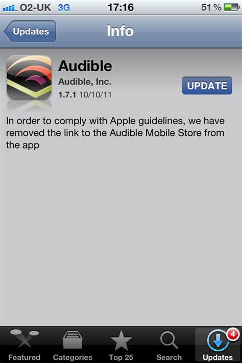 The app is free and the app developer will be listed as 'audible, inc'. Apple okays huge external store button in Amazon-owned ...