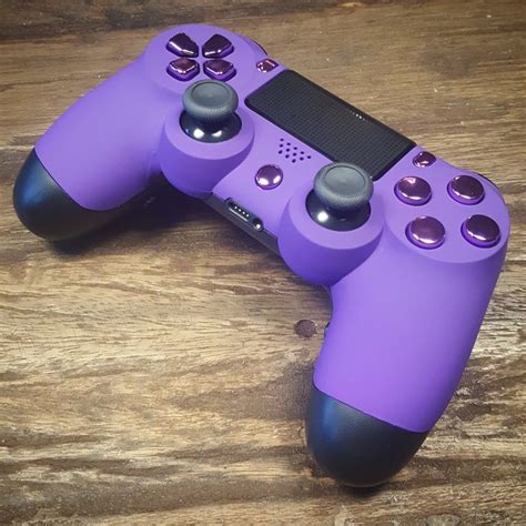 Custom Ps4 Controller With Soft Grip Front Shell Purple Buttons Xbox