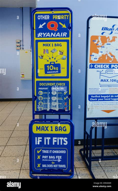 Ryanair Bag Size Guide At The Boarding Gate In An Airport Stock Photo
