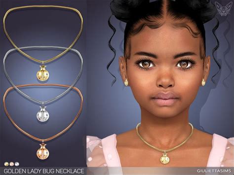 Sims 4 — Golden Ladybug Necklace For Kids By Feyona — Golden Ladybug