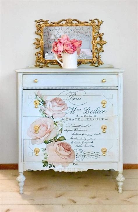 Painted Dresser With Transfer Roses With Images Redesign Furniture