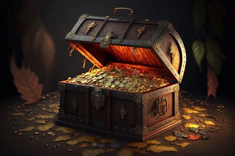 Illustration Of Opened Treasure Chest Full Of Gold Coins Stock