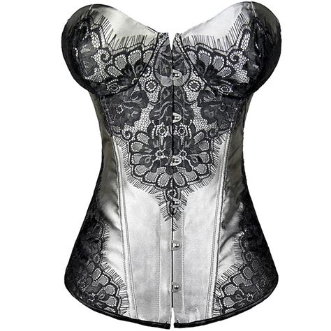 women s hook and eye overbust corset embroidered print white purple red s m l 2023 us 11 99