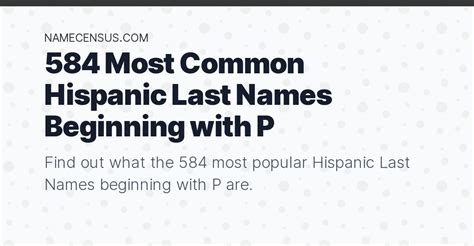 584 Most Common Hispanic Last Names Beginning With P