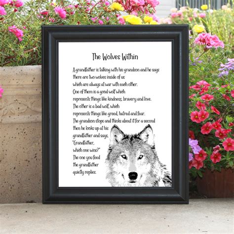Native American Parable The Wolves Within Two Wolves Poem Etsy