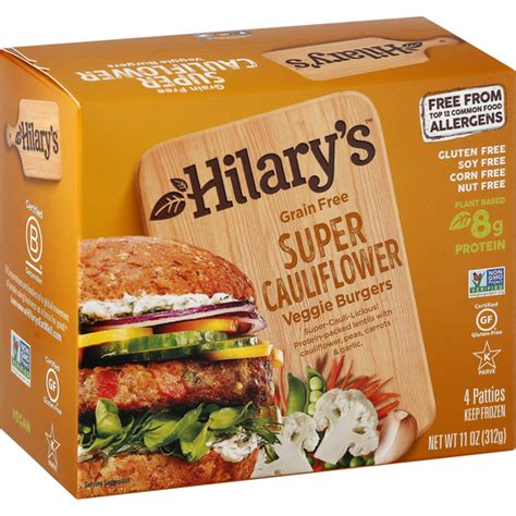Hilarys Veggie Burgers Grain Free Super Cauliflower Meals
