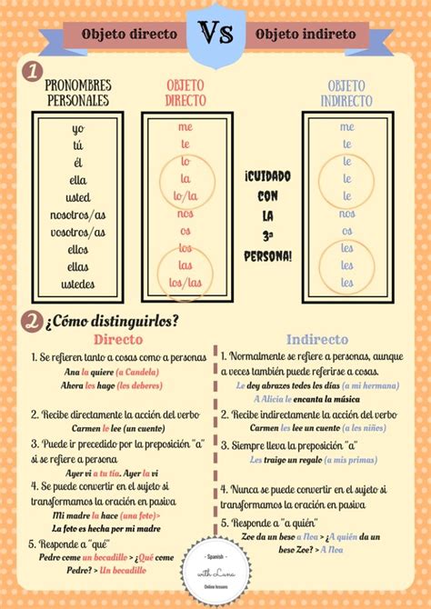 Objeto directo Vs Objeto indirecto Apuntes de lengua Ejercicios para aprender español