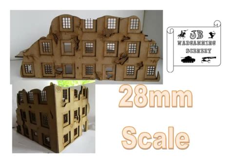 28mm Ruins Wargames House Or Factory Laser Cut Scenery Bolt Action Etc