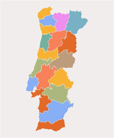 Bunte Portugal Karte Mit Regionen Und Hauptst Dten Vektorillustration